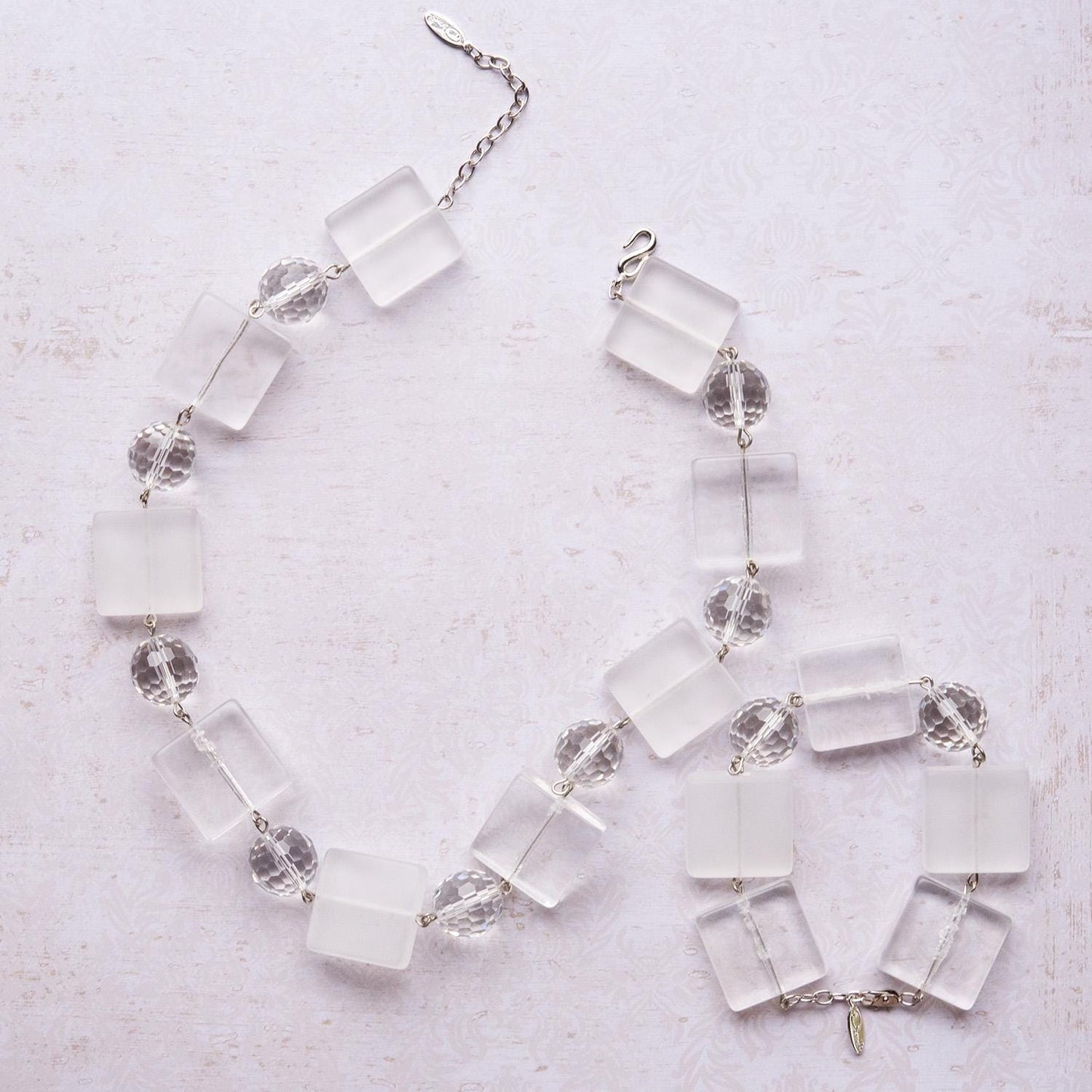 Vintage Oscar De La Renta Frosted & Clear Lucite Bracelet Antique Elegant Lightweight