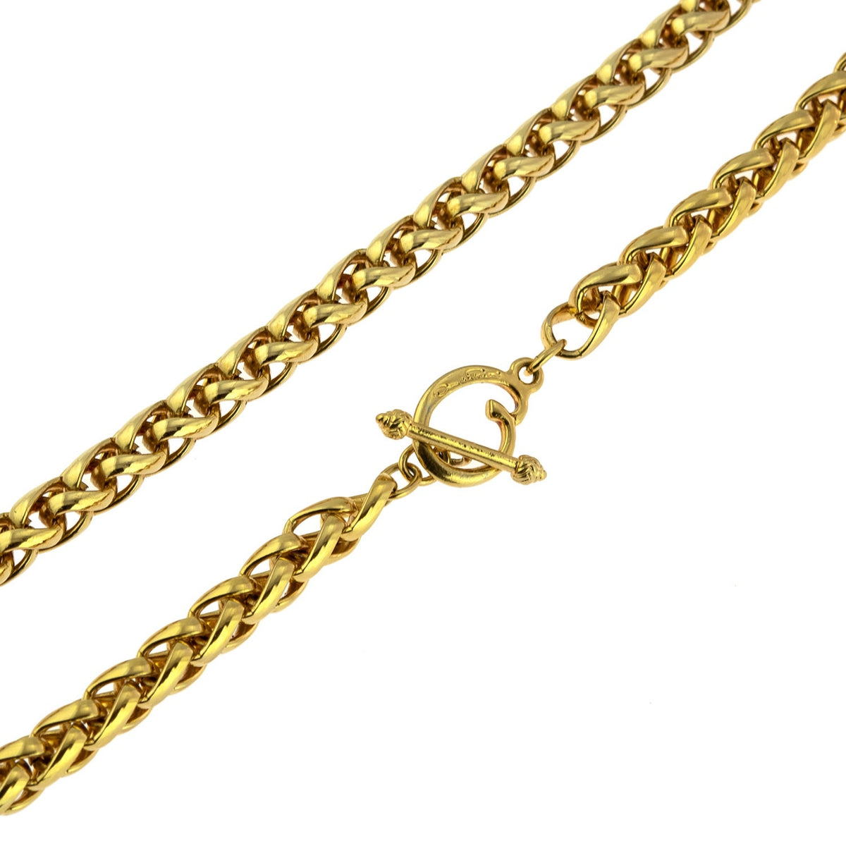 Womens Vintage Oscar de la Renta Gold-Plated Link Chain Necklace 16" Toggle Closure