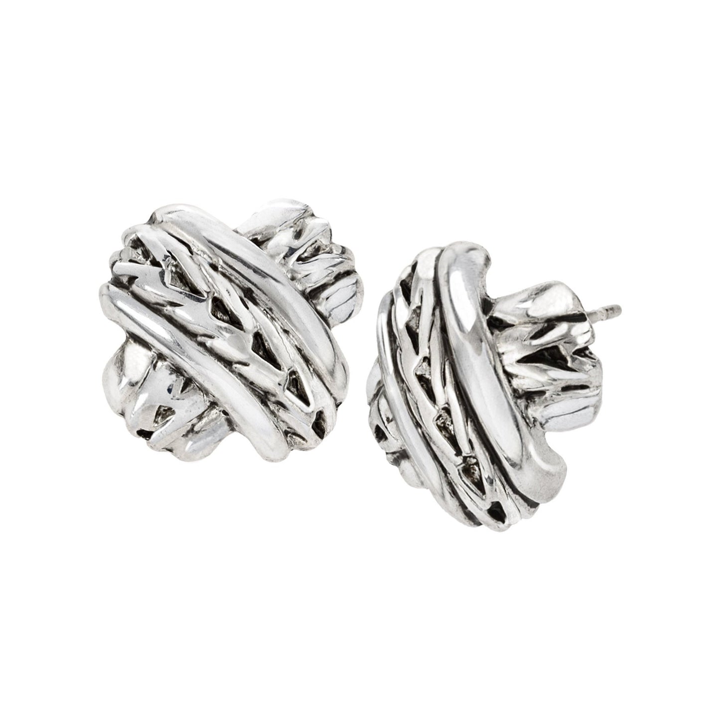 Vintage Oscar De La Renta X Design White Gold Tone Post Earrings #OSE-611 jewelry image 1