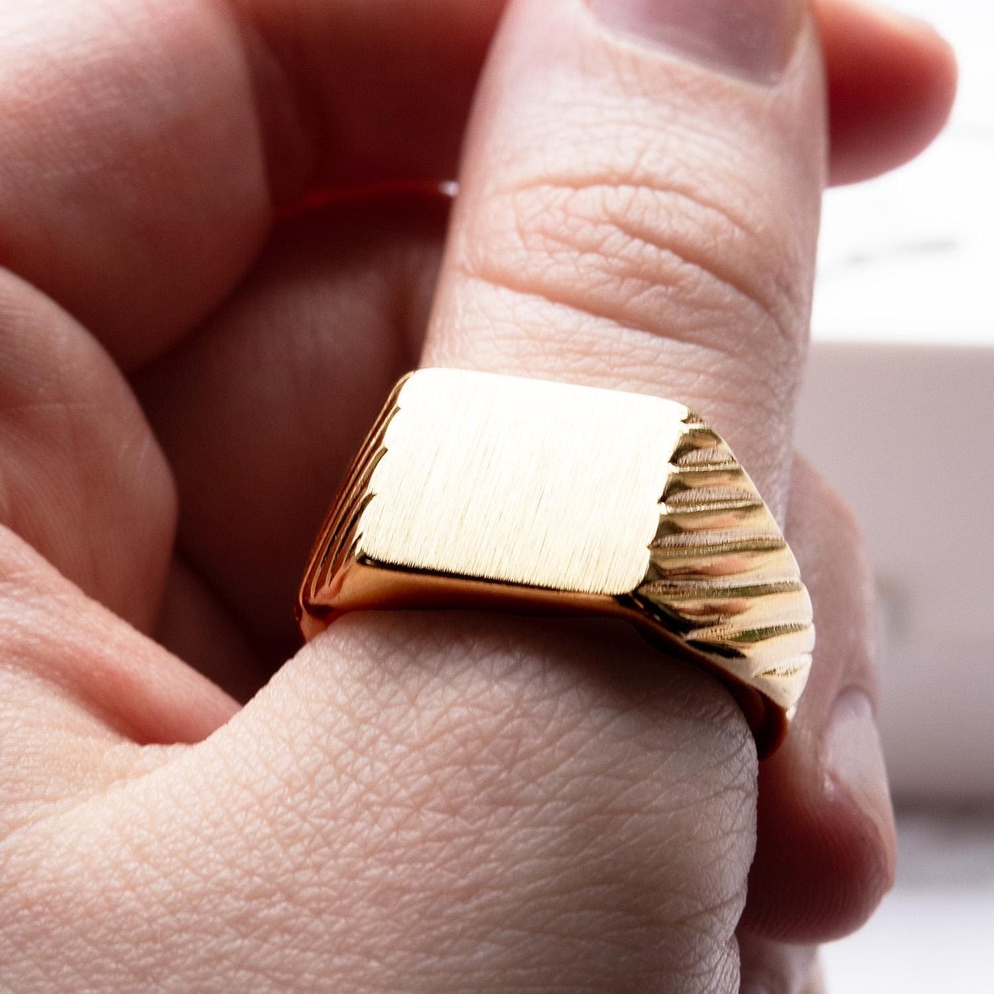 Vintage Brushed Gold Ring 18k Gold Electroplated Woman or Man Antique Ring Handcrafted Made in USA Dad Father's Day Gifts