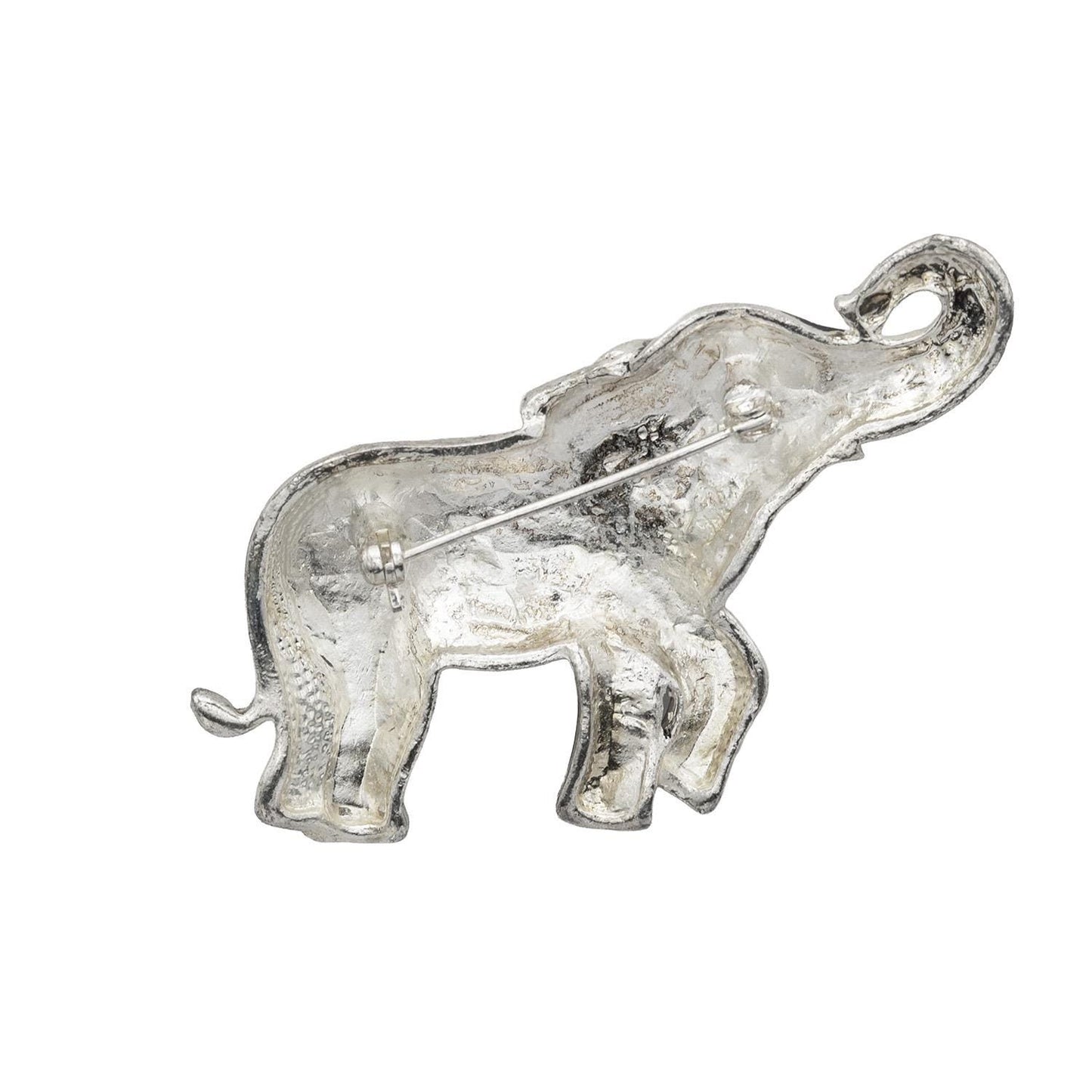 Vintage Women's Brooch Pin Antique Silver Plated Elephant with Black Crystal Eye Good Luck Only One Available