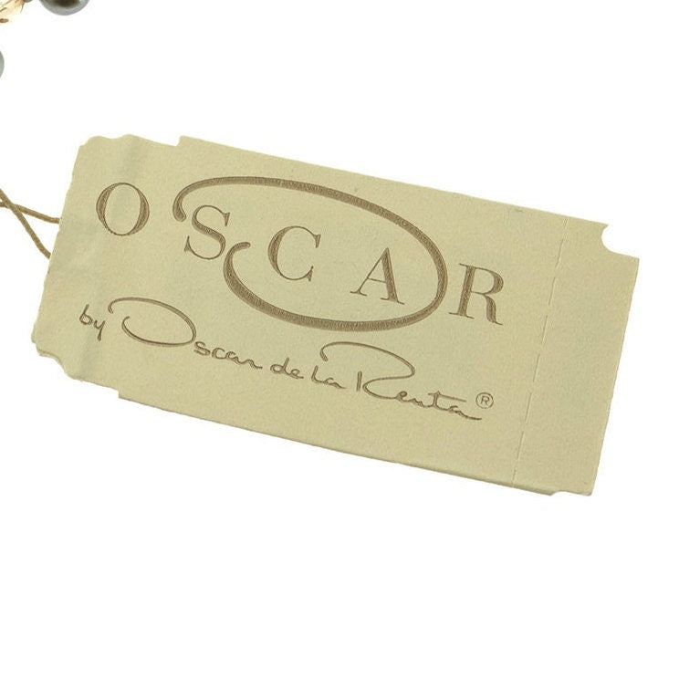 Women's Vintage Oscar De La Renta Freshwater Pearl Necklace White Gold Plated Dangle Jewelry