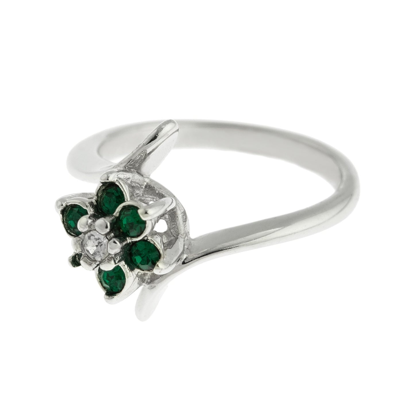Abbi Vintage Emerald and Clear Austrian Crystal Flower Ring - 18k HGE jewelry image 1