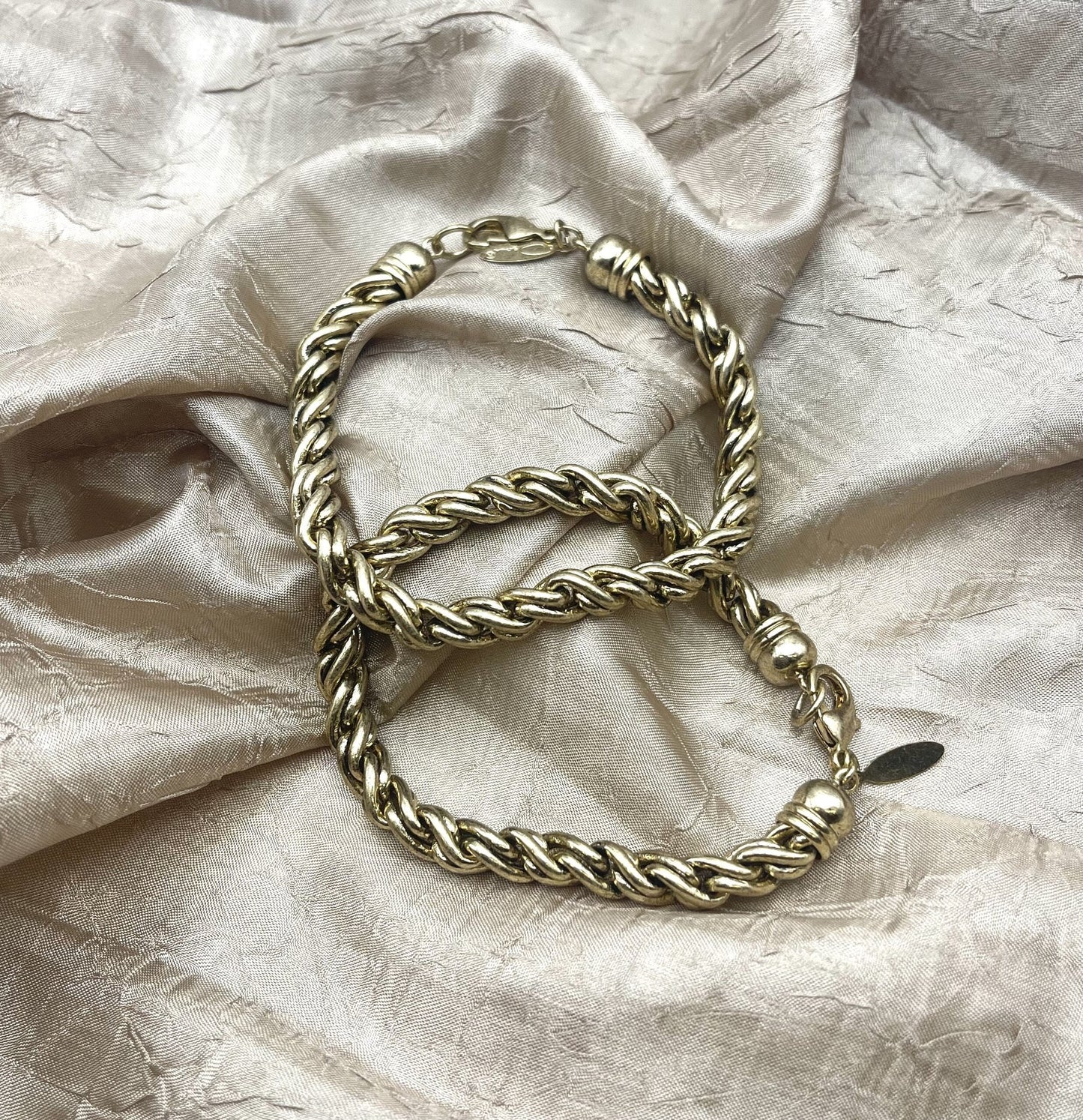 Vintage Oscar de la Renta Twisted Rope Chain Bracelet - Gold Tone jewelry image 1