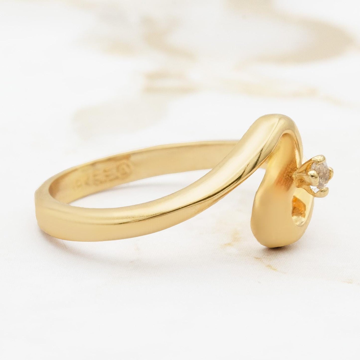 Vintage 1980s Cubic Zirconia Solitaire Ring - 18k Yellow Gold Electroplated - Made in USA jewelry image 1