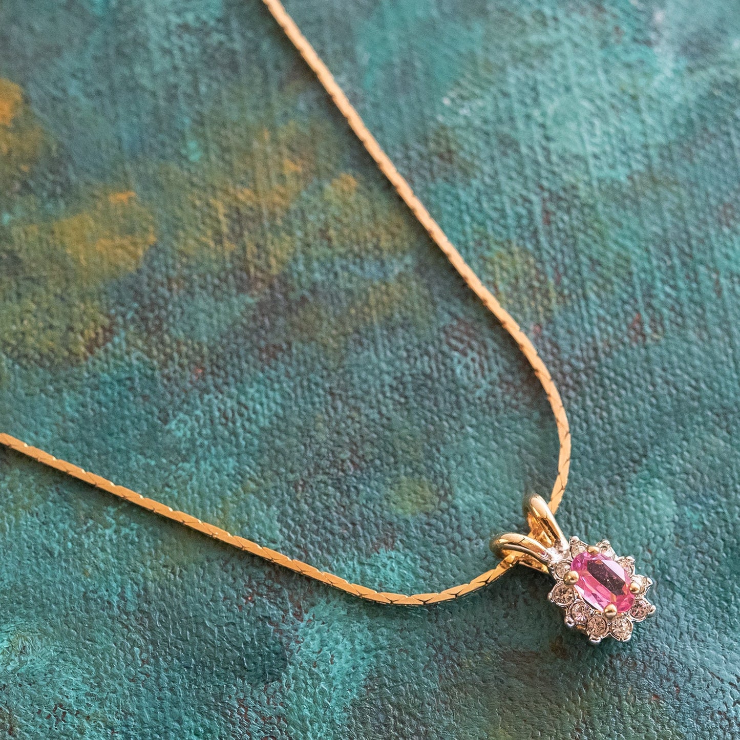 Vintage Smoke Topaz and Clear Austrian Crystal Pendant Necklace - 18k Gold Electroplated jewelry image 1