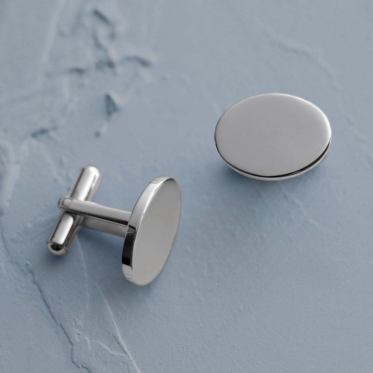 Engravable Oval Stainless Steel Cufflinks - Personalized Monogram Initials jewelry image 1