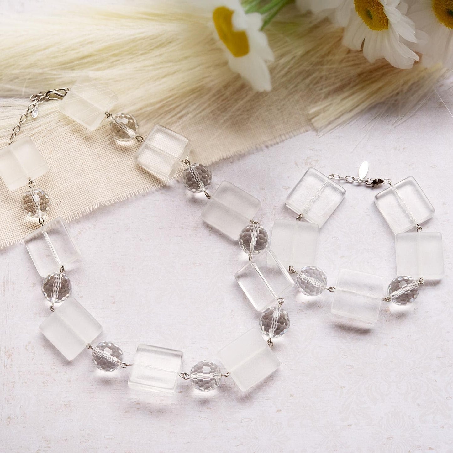 Vintage Oscar De La Renta Frosted & Clear Lucite Bracelet Antique Elegant Lightweight