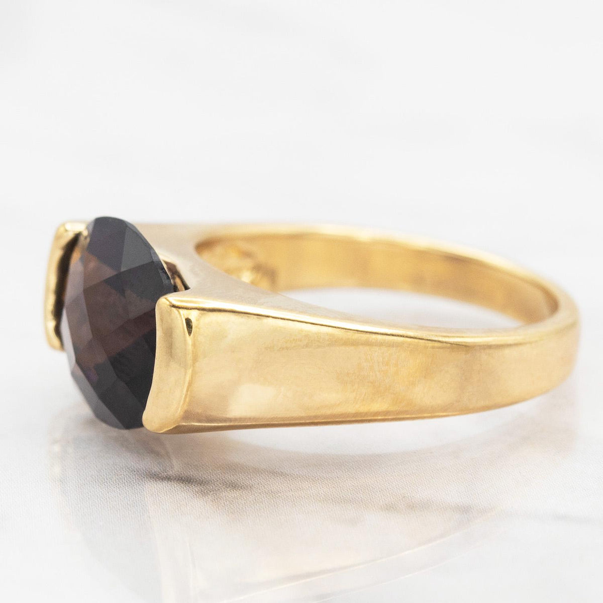 Vintage Womens Amethyst Austrian Crystal Ring 18k Yellow Gold Electroplated February Birthstone