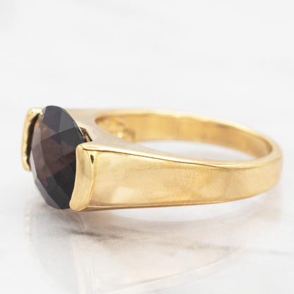 Vintage Womens Amethyst Austrian Crystal Ring 18k Yellow Gold Electroplated February Birthstone