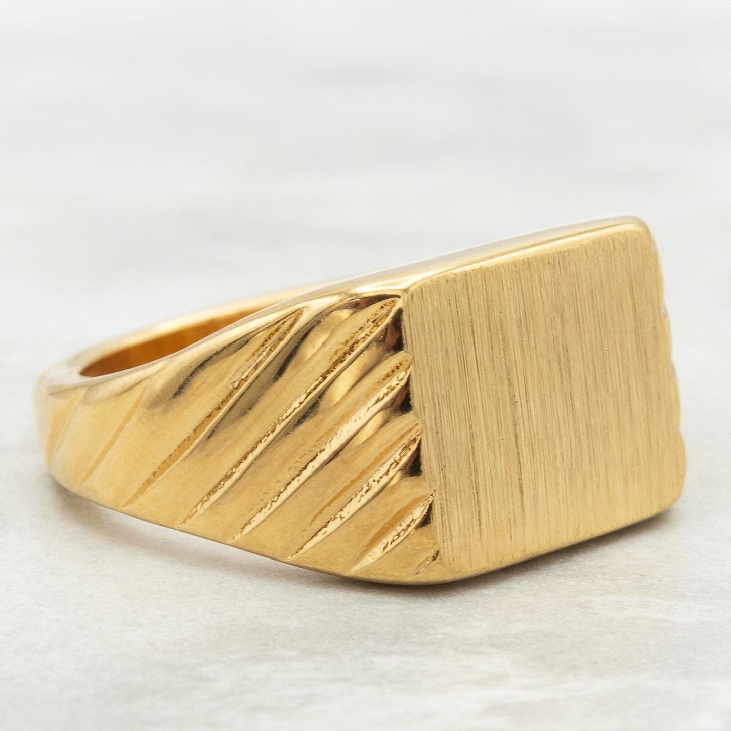 Vintage Brushed Gold Ring 18k Gold Electroplated Woman or Man Antique Ring Handcrafted Made in USA Dad Father's Day Gifts