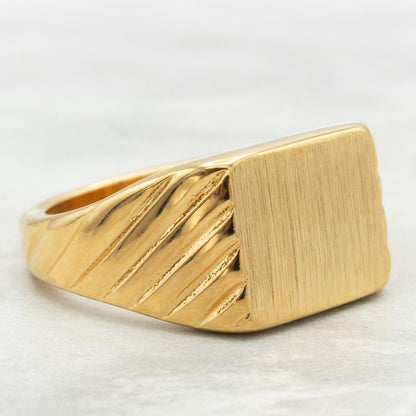 Vintage Brushed Gold Ring 18k Gold Electroplated Woman or Man Antique Ring Handcrafted Made in USA Dad Father's Day Gifts