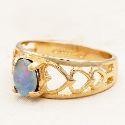 Vintage Ring Retro Design Ring 18k Gold Electroplated Antique Jewelry for Women Heart Cutout Band Gold