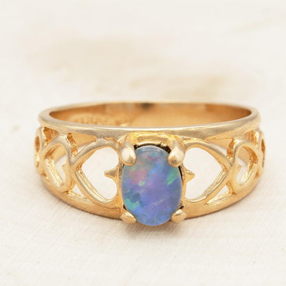Vintage Ring Retro Design Ring 18k Gold Electroplated Antique Jewelry for Women Heart Cutout Band Gold
