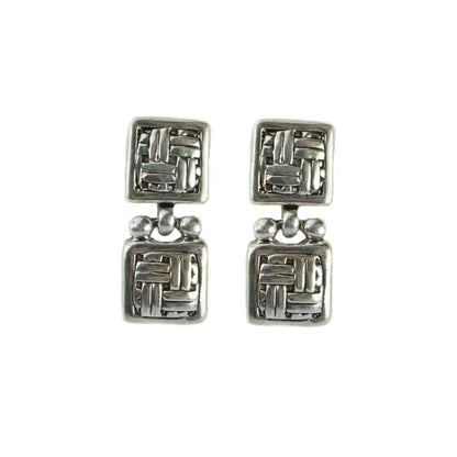 Vintage Oscar de la Renta Signed Silver Tone Dangle Earrings