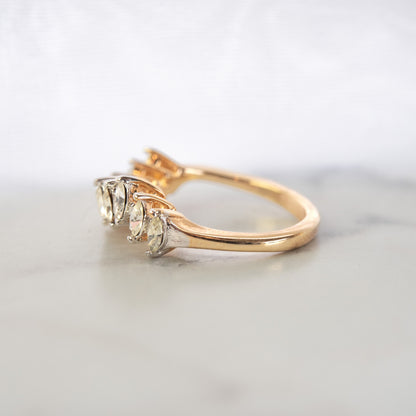 Womens Vintage 1980s Crystal Band Ring 18k Yellow Gold Electroplated Mid Century Layering Wedding Band Wave Ring Womans Rings Jewelry April