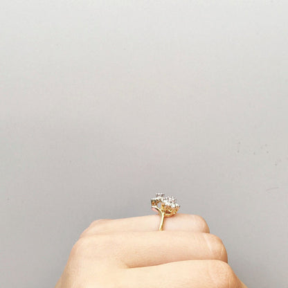 Women's Vintage 1970s Star Flower Cluster Ring set with Genuine Ruby or Austrian Crystals Made in USA