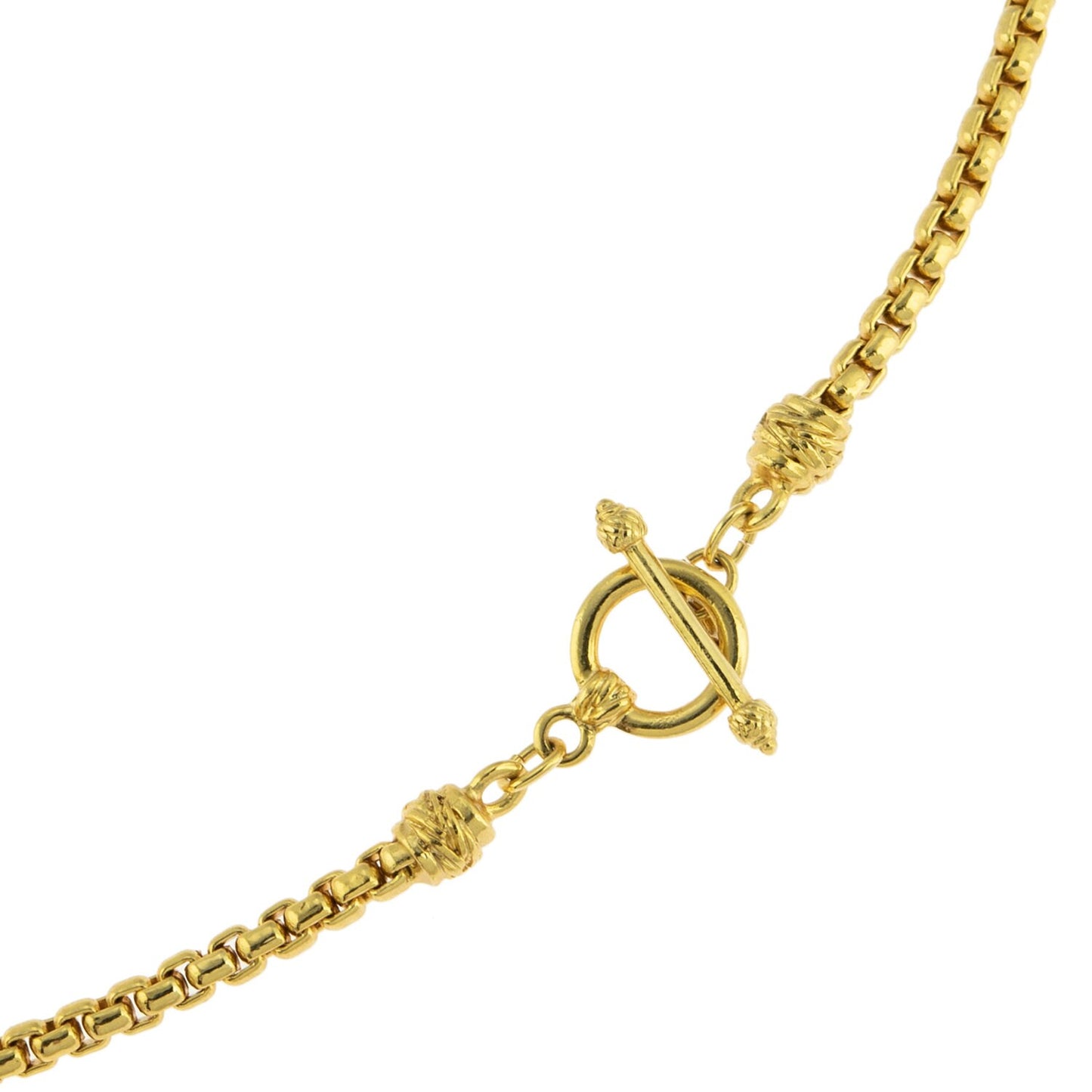 Vintage Oscar De La Renta 17 Inch Gold Tone Rounded Chain Necklace Toggle Clasp #OSN-436-G