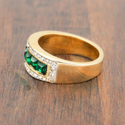 Vintage Ring 1970s Womens Rings Vintage Band Ring Emerald or Ruby Austrian Crystals 18k Gold Womens Antique Ring May Birthstone