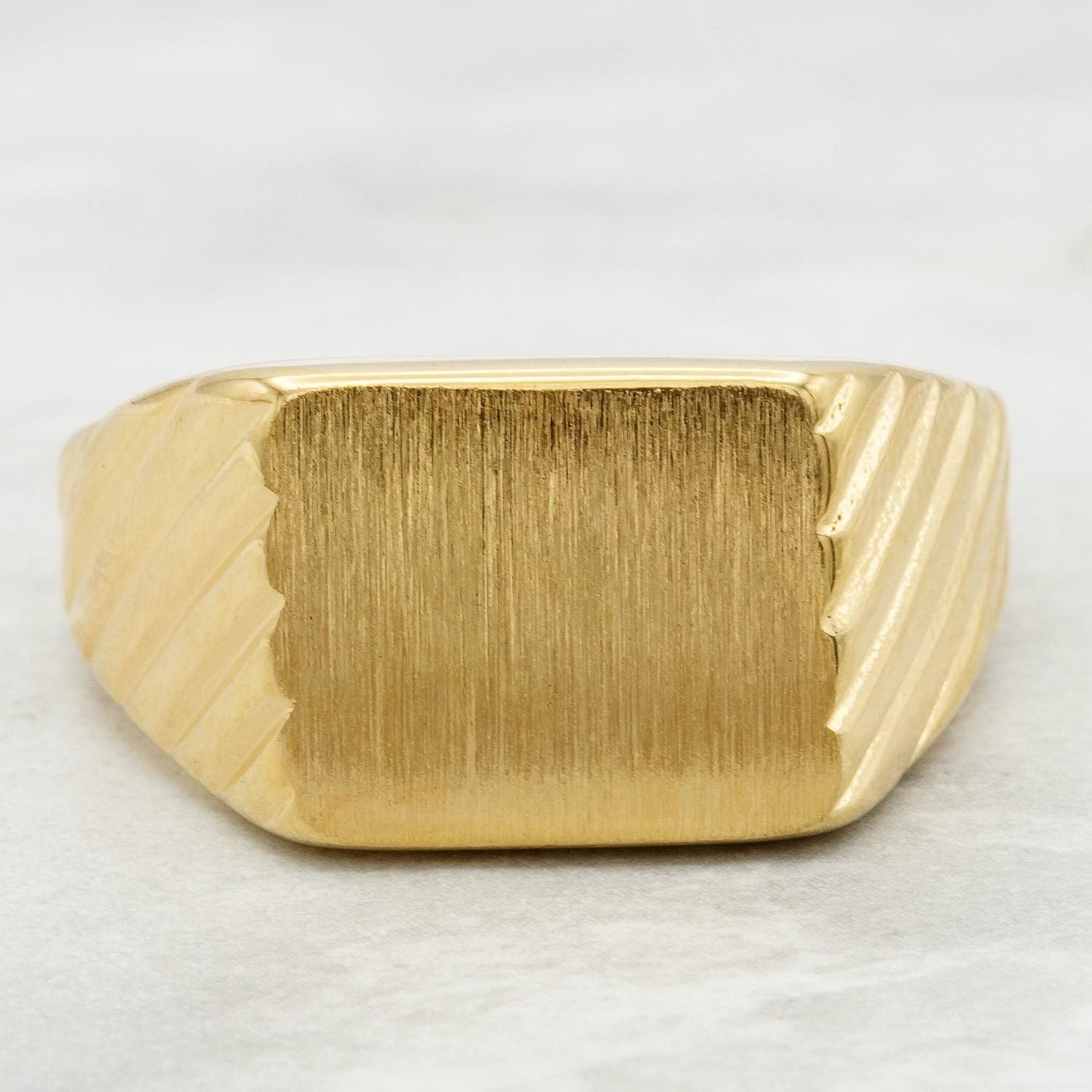 Vintage Brushed Gold Ring 18k Gold Electroplated Woman or Man Antique Ring Handcrafted Made in USA Dad Father's Day Gifts
