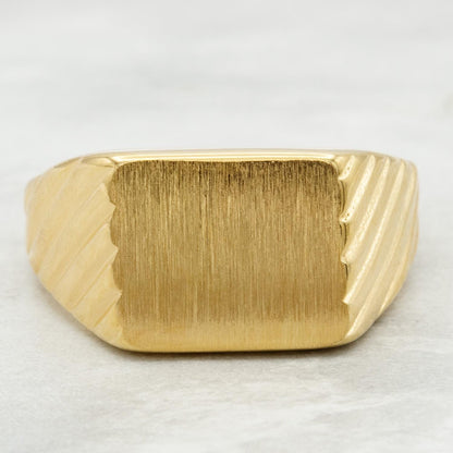 Vintage Brushed Gold Ring 18k Gold Electroplated Woman or Man Antique Ring Handcrafted Made in USA Dad Father's Day Gifts