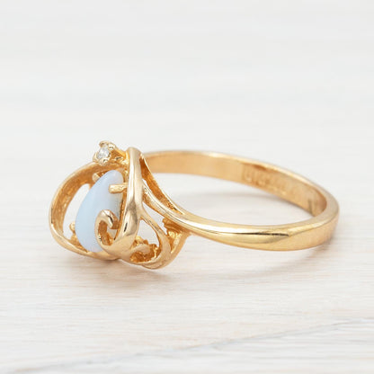 Vintage 18k Gold Electroplate Genuine Pinfire Opal Ring Austrian Crystal Heart Shape October Birthstone Ring for Women Dainty Girls Rings