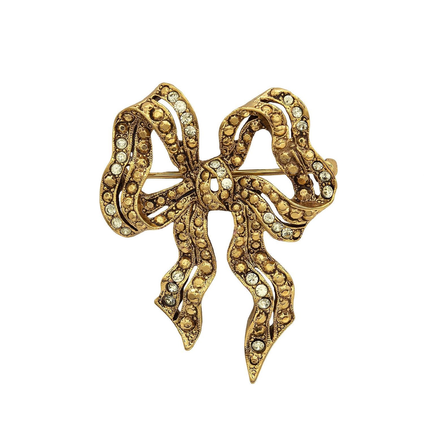Vintage Oscar de la Renta Bow Brooch Gold Pin Luxury Designer Jewelry Womans Antique Estate Jewelry