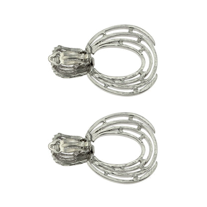 Vintage Oscar de la Renta Signed Silver Tone Dangle Earrings