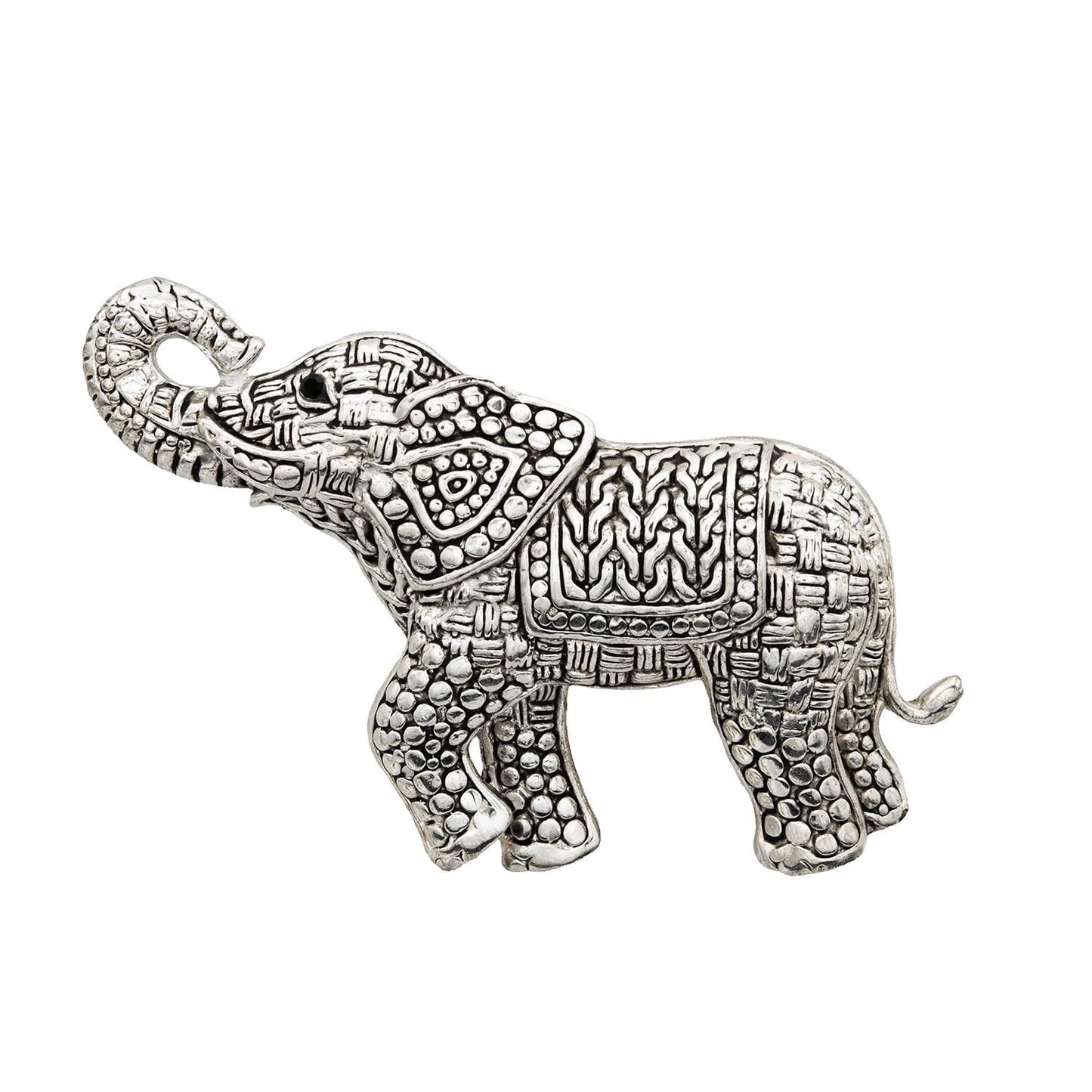 Vintage Women's Brooch Pin Antique Silver Plated Elephant with Black Crystal Eye Good Luck Only One Available