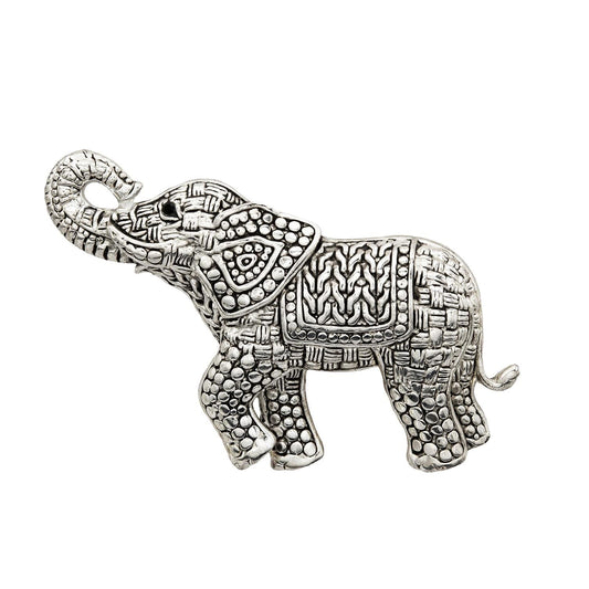 Vintage Women's Brooch Pin Antique Silver Plated Elephant with Black Crystal Eye Good Luck Only One Available