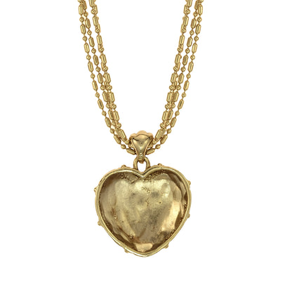 Womens Vintage Oscar De La Renta Yellow and White Gold Heart Pendant Necklace, 24 Inch Valentine's Day Gifs