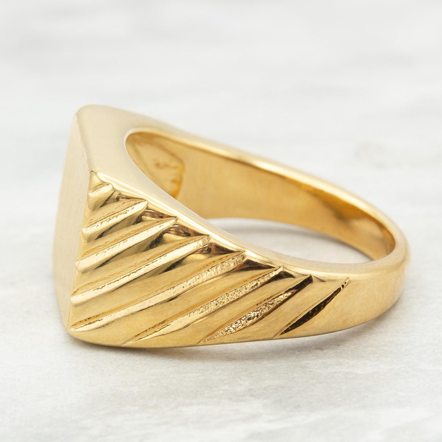 Vintage Brushed Gold Ring 18k Gold Electroplated Woman or Man Antique Ring Handcrafted Made in USA Dad Father's Day Gifts