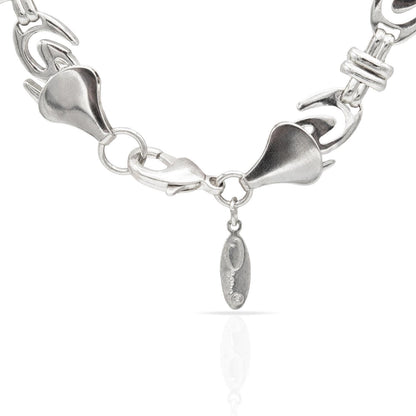 Vintage Womens Oscar de la Renta Logo Necklace White Gold Plated Silver 24 Inch Antique Designer Necklace Gifts for Women Girls