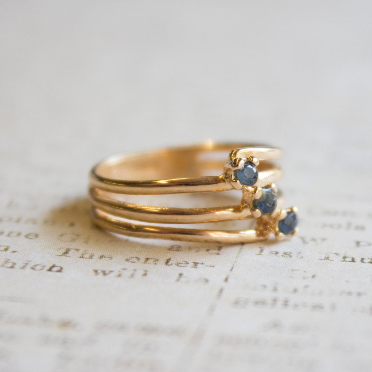 Vintage Genuine Sapphire 18k Yellow Gold Electroplated Ring Made in USA