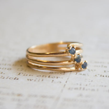 Vintage Genuine Sapphire 18k Yellow Gold Electroplated Ring Made in USA