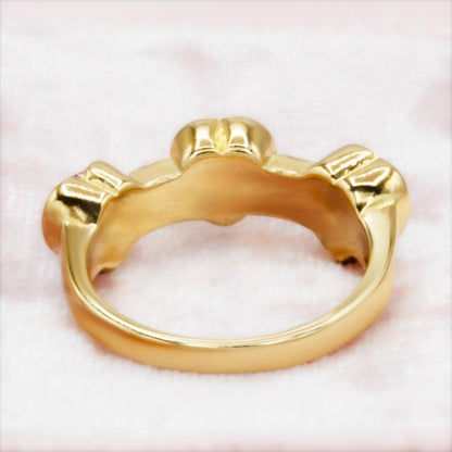 Vintage Ring Crystal Triple Heart Womens Ring 18k Gold Electroplated Stacking Valentine's Day Womans Gifts Antique Jewelry