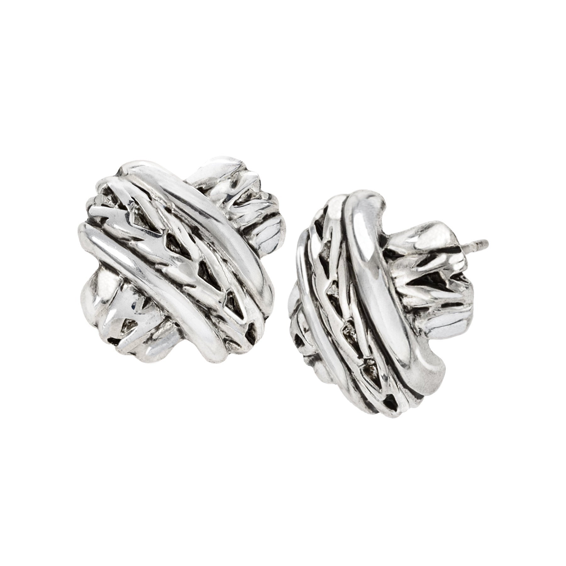 Vintage Oscar De La Renta X Design White Gold Tone Post Earrings #OSE-611 jewelry image 1
