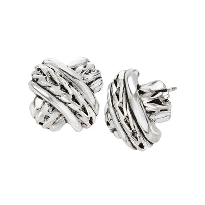 Vintage Oscar De La Renta X Design White Gold Tone Post Earrings #OSE-611 jewelry image 1