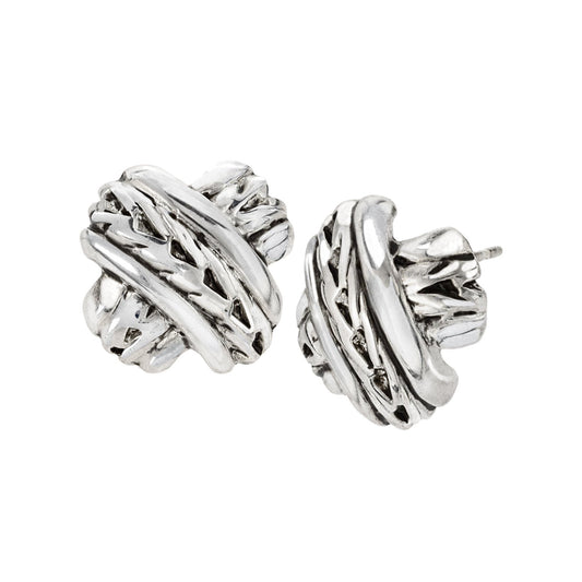 Vintage Oscar De La Renta X Design White Gold Tone Post Earrings #OSE-611 jewelry image 1