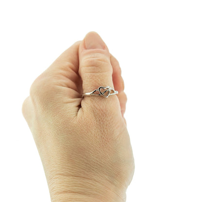 Vintage 1980s Heart 18kt White Gold Electroplated Ring Made in USA