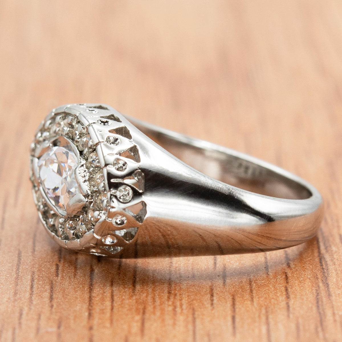 Vintage Ring 18k White Gold Electroplated Edwardian Style Marquise Cubic Zirconia Ring Gold Statement Womans Rings Antique Jewelry