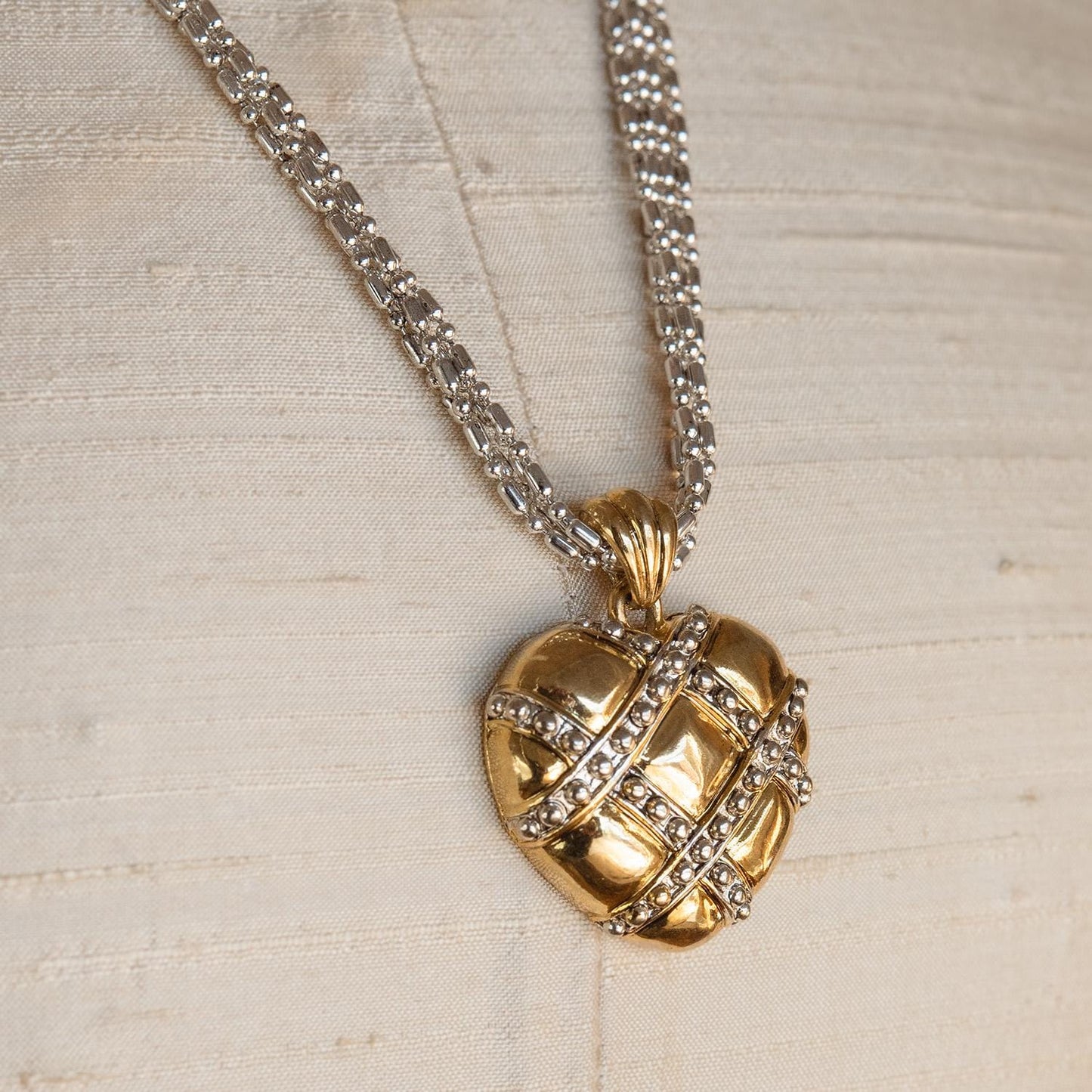 Womens Vintage Oscar De La Renta Yellow and White Gold Heart Pendant Necklace, 24 Inch Valentine's Day Gifs