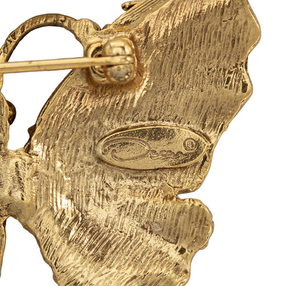 Vintage Oscar de la Renta Butterfly Brooch Gold Pin Luxury Designer Jewelry Womans