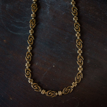 Vintage Womens Oscar de la Renta Logo Necklace 32" Gold Plated Chain Antique Designer Necklace for Mom Grandma Womens Gifts Birthday ONLY 1