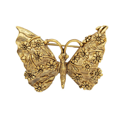 Vintage Oscar de la Renta Butterfly Brooch Gold Pin Luxury Designer Jewelry Womans