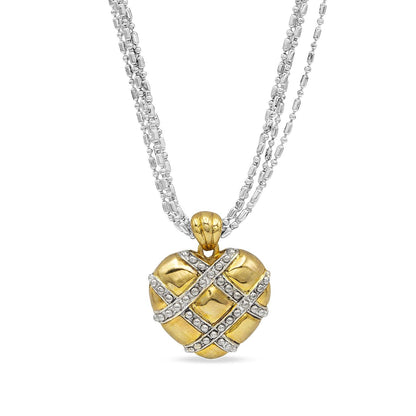 Womens Vintage Oscar De La Renta Yellow and White Gold Heart Pendant Necklace, 24 Inch Valentine's Day Gifs