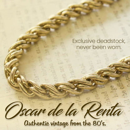 Vintage Oscar De La Renta Antiqued White Gold Plated Textured Hoops with Removable Dangling Heart Charms Earrings