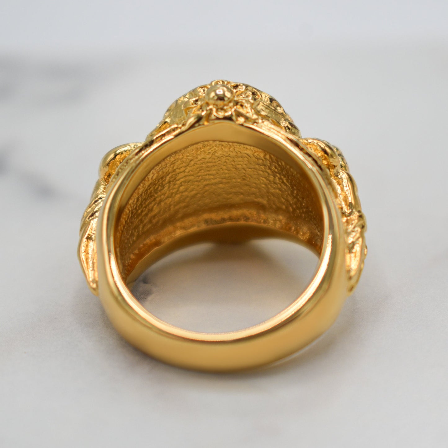 Vintage Antique Cabochon Emerald Crystal Ring 18k Gold Electroplated Womans Jewelry