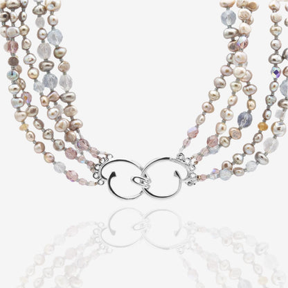 Vintage Oscar De La Renta Beautiful Freshwater Pearls and Crystal Necklace Antique Jewelry for Women Bridal Necklace Designer Signed Logo