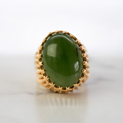 Vintage Ring Genuine Jade 18k Gold Ring Antique Womans Jewelry